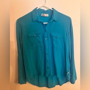 Hollister XS Aqua Blouse Lightweight Flowy